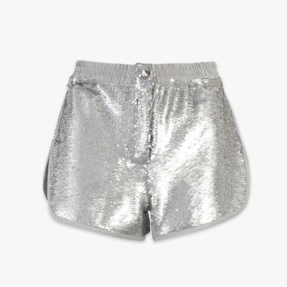 NWT RtA Ganya Sequined Shorts in Lead Crystal Sz Small
